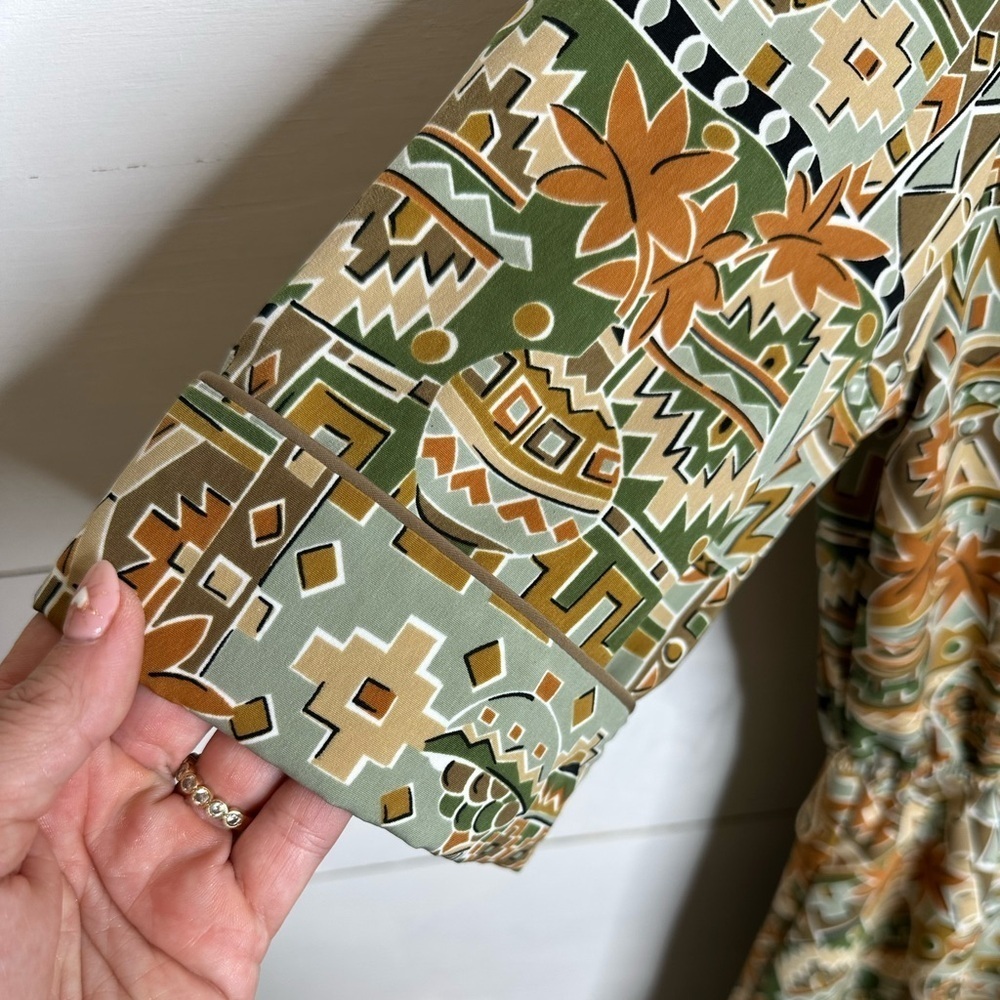 Vintage Brownstone Studio Womens 8 Shirt Dress Geometric Print Retro Midi Button - Picture 2 of 9